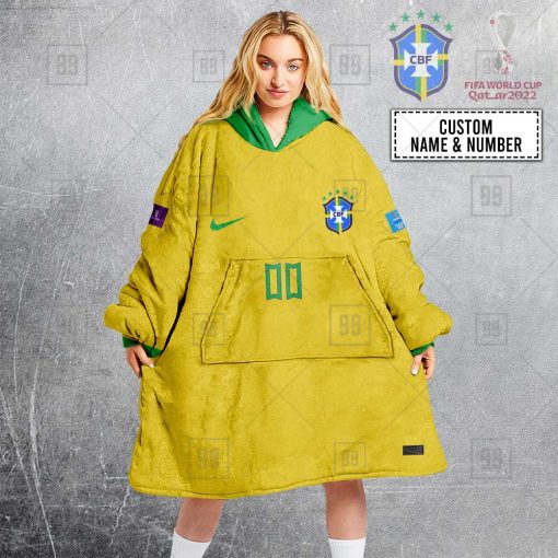 Personalized FIFA World Cup 2022 Brazil Football JERSEY 2022 Oodie, Flanket, Blanket Hoodie, Snuggie | SuperGift99