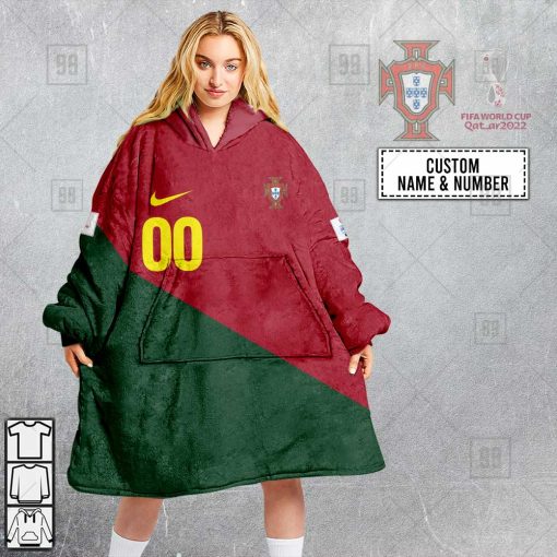 Personalized FIFA World Cup 2022 Portugal Football JERSEY 2022 Oodie, Flanket, Blanket Hoodie, Snuggie | SuperGift99