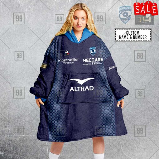 Personalized Montpellier Herault Rugby 2223 Jersey Style 3D Oodie, Flanket, Blanket Hoodie, Snuggie | SuperGift99