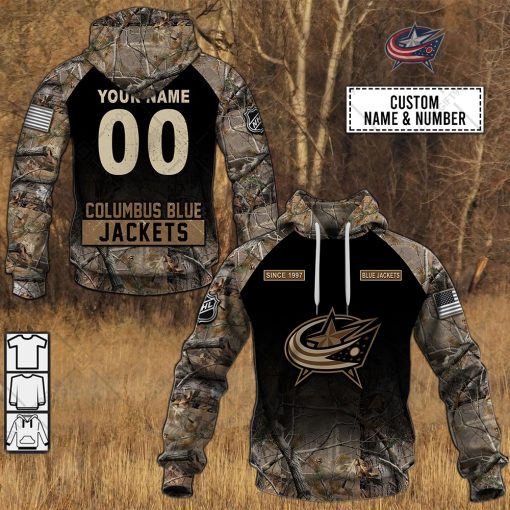 Personalized NHL Columbus Blue Camouflage Style Hoodie, T Shirt, Zip Hoodie, Sweatshirt | SuperGift99