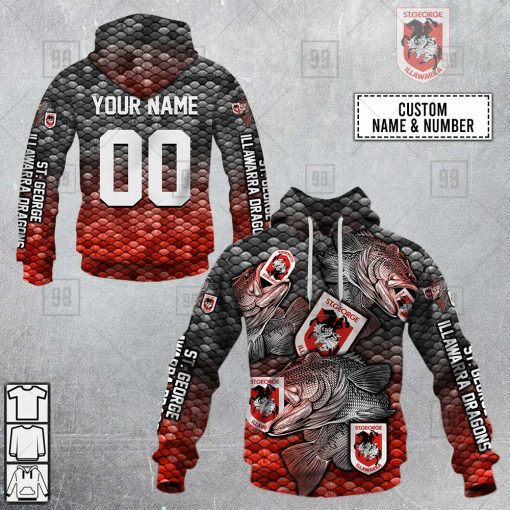 Personalized NRL ST George Illawarra Dragons Fishing | Hoodie, T Shirt, Zip Hoodie, Sweatshirt