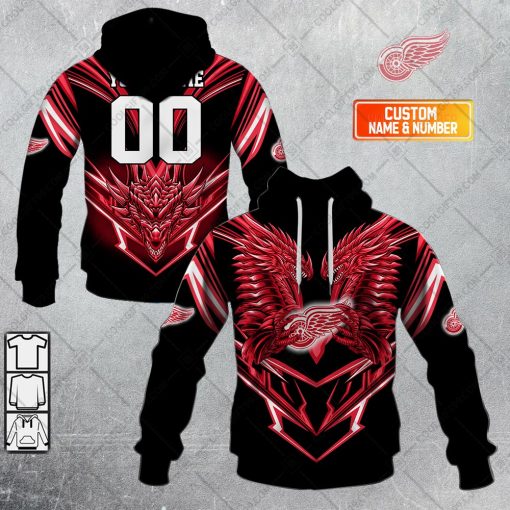 Personalized NHL Detroit Red Wings Dragon V05 Hoodie, T Shirt, Zip Hoodie, Sweatshirt