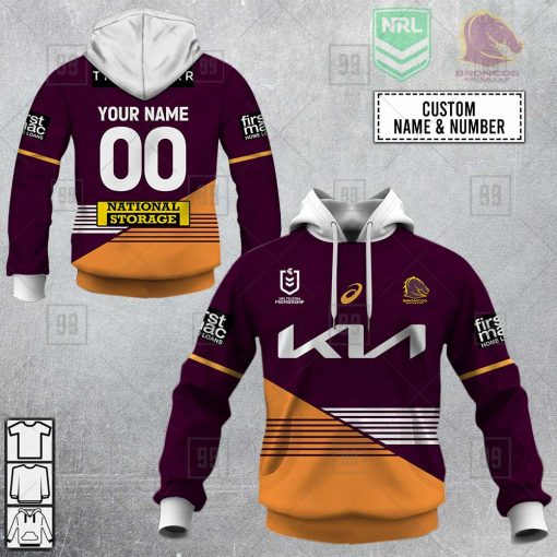 Personalized NRL Brisbane Broncos Home Jersey Style Hoodie, T Shirt, Zip Hoodie, Sweatshirt