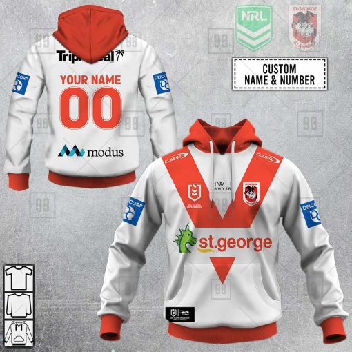 Personalized NRL St. George Illawarra Dragons Home Jersey Style Hoodie, T Shirt, Zip Hoodie, Sweatshirt