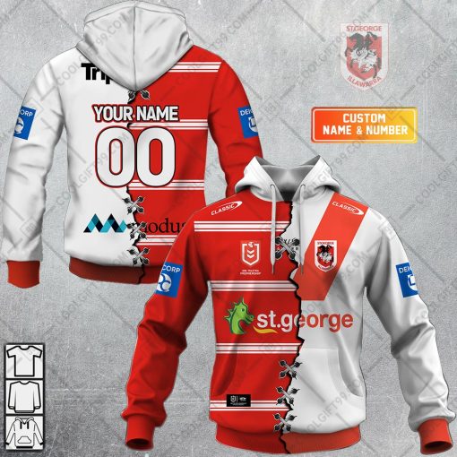 Personalized NRL St. George Illawarra Dragons Mix Jersey V2 Hoodie, T Shirt, Zip Hoodie, Sweatshirt | CoolGift99