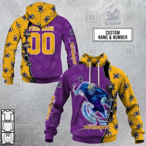 Personalized NRL Warrior Melbourne Storm Hoodie, T Shirt, Zip Hoodie, Sweatshirt