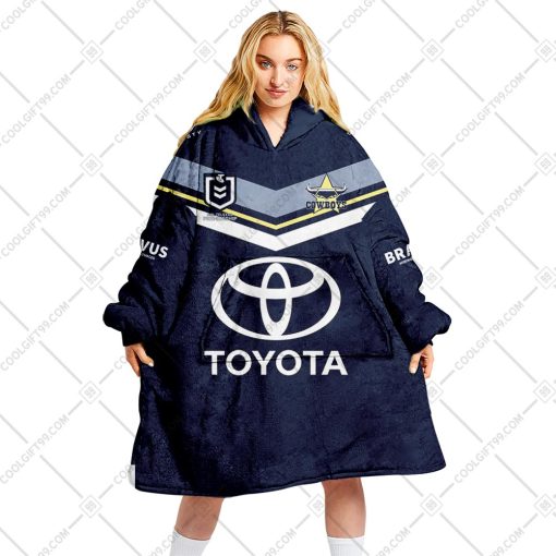 Personalized NRL North Queensland Cowboys Mix Jersey Oodie, Flanket, Blanket Hoodie, Snuggie