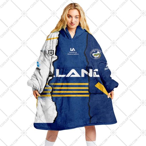 Personalized NRL Parramatta Eels Mix Jersey Oodie, Flanket, Blanket Hoodie, Snuggie