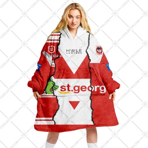 Personalized NRL St. George Illawarra Dragons Mix Jersey Oodie, Flanket, Blanket Hoodie, Snuggie