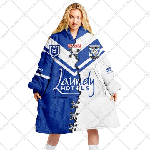 Personalized NRL Canterbury Bankstown Bulldogs Mix V2 Jersey Oodie, Flanket, Blanket Hoodie, Snuggie