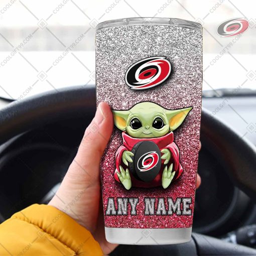 Personalized NHL Carolina Hurricanes Baby Yoda Tumbler