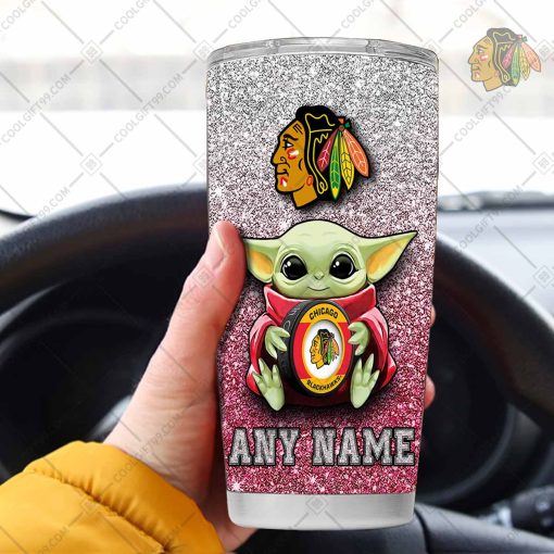 Personalized NHL Chicago Blackhawks Baby Yoda Tumbler