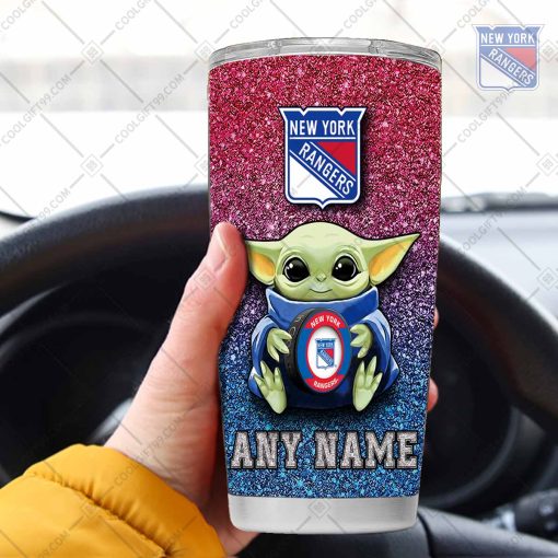 Personalized NHL New York Rangers Baby Yoda Tumbler