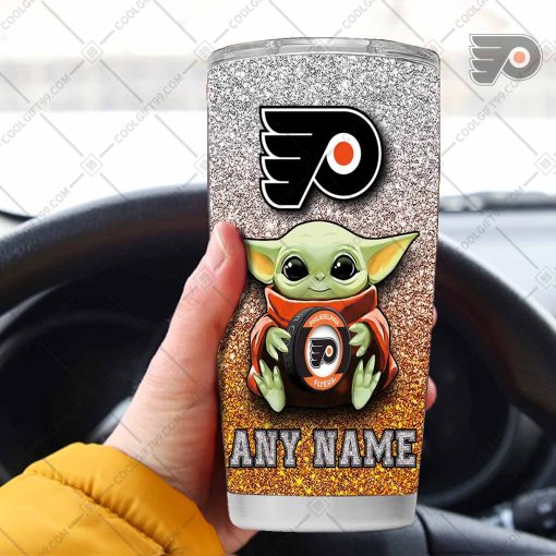 Personalized NHL Philadelphia Flyers Baby Yoda Tumbler