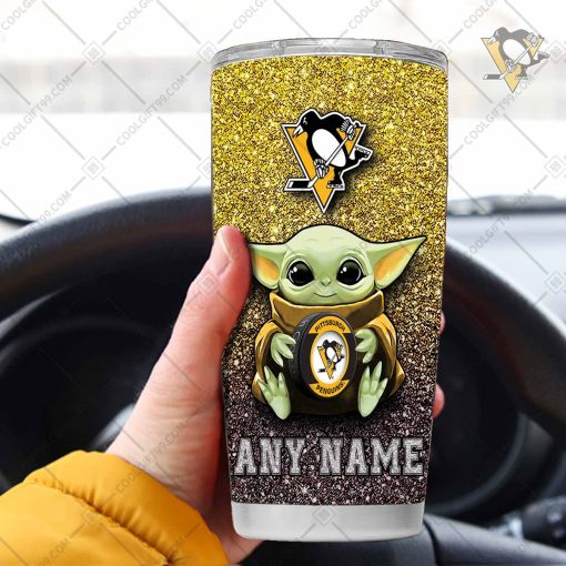 Personalized NHL Pittsburgh Penguins Baby Yoda Tumbler