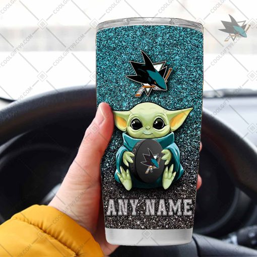 Personalized NHL San Jose Sharks Baby Yoda Tumbler