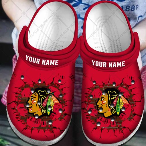 Personalized NHL Chicago Blackhawks Broken Wall Crocs