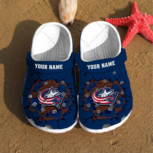 Personalized NHL Columbus Blue Jackets Broken Wall Crocs