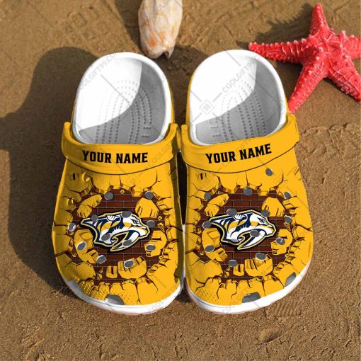 Personalized NHL Nashville Predators Broken Wall Crocs