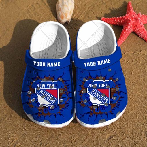 Personalized NHL New York Rangers Broken Wall Crocs