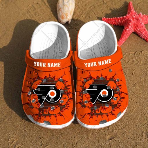 Personalized NHL Philadelphia Flyers Broken Wall Crocs