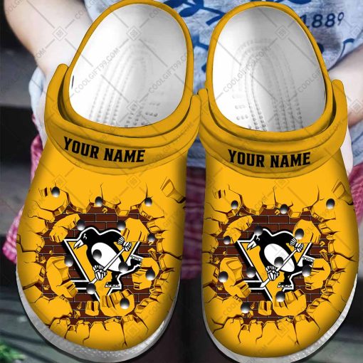 Personalized NHL Pittsburgh Penguins Broken Wall Crocs