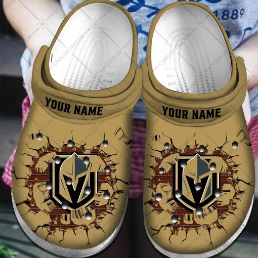 Personalized NHL Vegas Golden Knights Broken Wall Crocs