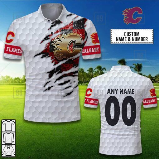 Personalized Golf Mix NHL Calgary Flames Polo Shirt | SuperGift99