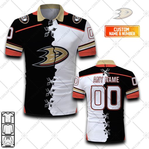 Personalized NHL Anaheim Ducks Mix Jersey Style Polo Shirt | SuperGift99