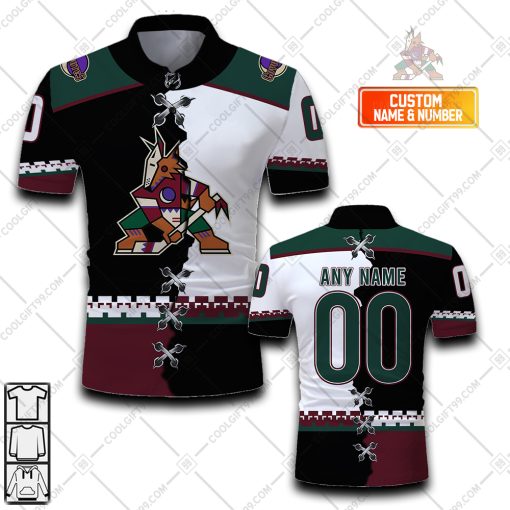 Personalized NHL Arizona Coyotes Mix Jersey Style Polo Shirt | SuperGift99