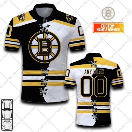 Personalized NHL Boston Bruins Mix Jersey Style Polo Shirt | SuperGift99