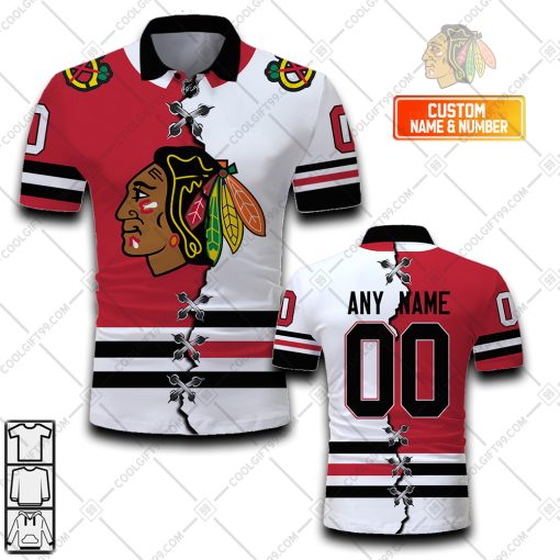 Personalized NHL Chicago Blackhawks Mix Jersey Style Polo Shirt | SuperGift99