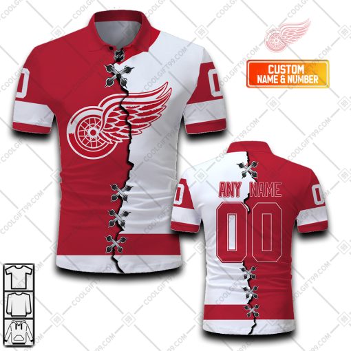 Personalized NHL Detroit Red Wings Mix Jersey Style Polo Shirt | SuperGift99