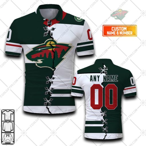 Personalized NHL Minnesota Wild Mix Jersey Style Polo Shirt | SuperGift99