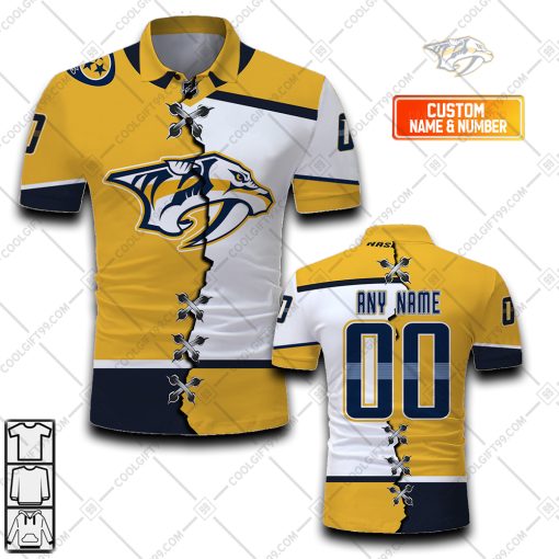 Personalized NHL Nashville Predators Mix Jersey Style Polo Shirt | SuperGift99