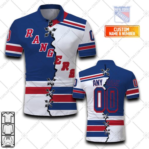 Personalized NHL New York Rangers Mix Jersey Style Polo Shirt | SuperGift99