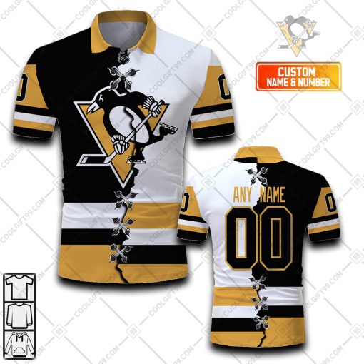 Personalized NHL Pittsburgh Penguins Mix Jersey Style Polo Shirt | SuperGift99