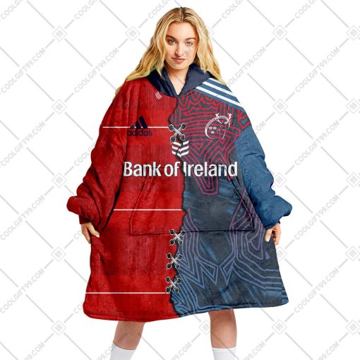 Personalized IRFU Munster Rugby 2023 Mix Jersey Style | Oodie, Flanket, Blanket Hoodie, Snuggie