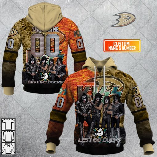 Personalized NHL Anaheim Ducks x Kiss Band V1 | Hoodie, T Shirt, Zip Hoodie, Sweatshirt