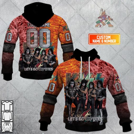 Personalized NHL Arizona Coyotes x Kiss Band V1 | Hoodie, T Shirt, Zip Hoodie, Sweatshirt