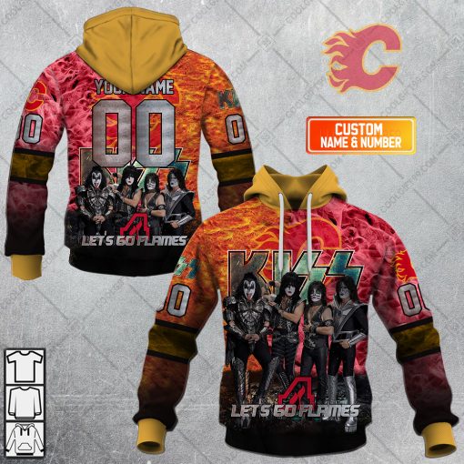 Personalized NHL Calgary Flames x Kiss Band V1 | Hoodie, T Shirt, Zip Hoodie, Sweatshirt