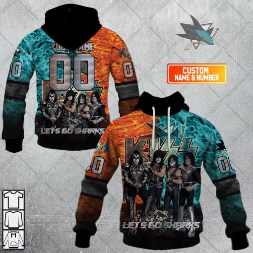 Personalized NHL San Jose Sharks x Kiss Band V1 | Hoodie, T Shirt, Zip Hoodie, Sweatshirt