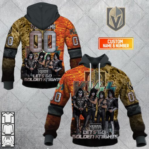 Personalized NHL Vegas Golden Knights x Kiss Band V1 | Hoodie, T Shirt, Zip Hoodie, Sweatshirt