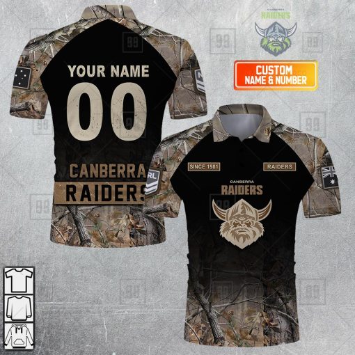 Personalized NRL Canberra Raiders Camouflage Polo Shirt
