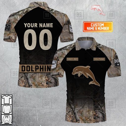 Personalized NRL Dolphins Camouflage Polo Shirt