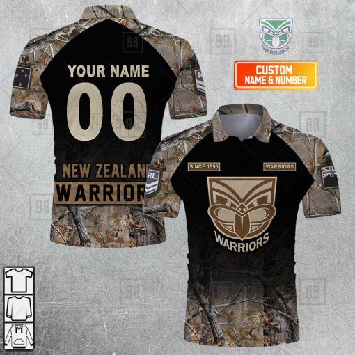 Personalized NRL New Zealand Warriors Camouflage Polo Shirt