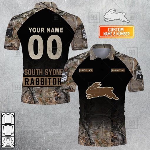 Personalized NRL South Sydney Rabbitohs Camouflage Polo Shirt