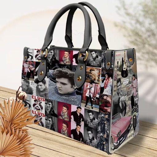Elvis Collage Ladies Leather Handbag V1