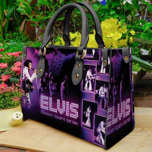 Elvis Purple Ladies Leather Handbag