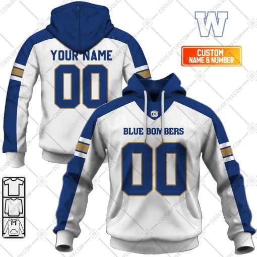 Personalized CFL Winnipeg Blue Bombers Away Jersey Style | Hoodie, T Shirt, Zip Hoodie, Sweatshirt